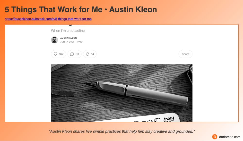 5 Things That Work for Me • Austin Kleon page screenshot