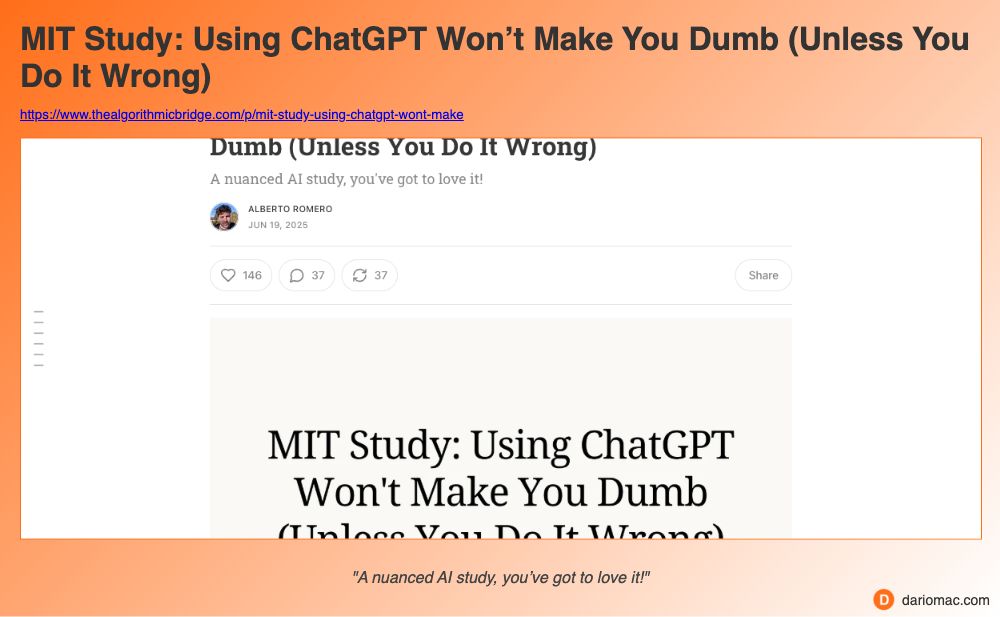 MIT Study: Using ChatGPT Won’t Make You Dumb (Unless You Do It Wrong) page screenshot