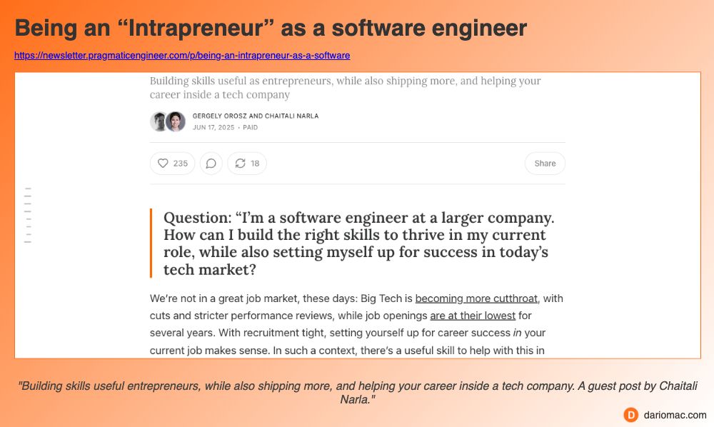 Being an “Intrapreneur” as a software engineer page screenshot