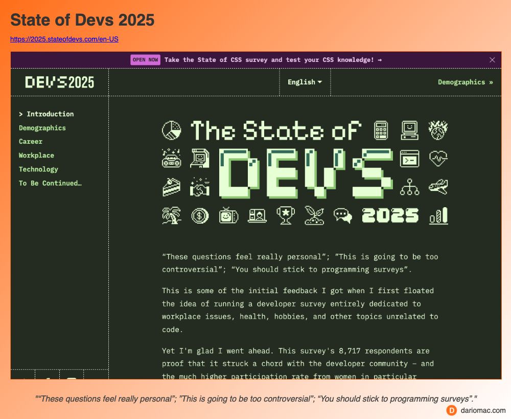 State of Devs 2025 page screenshot