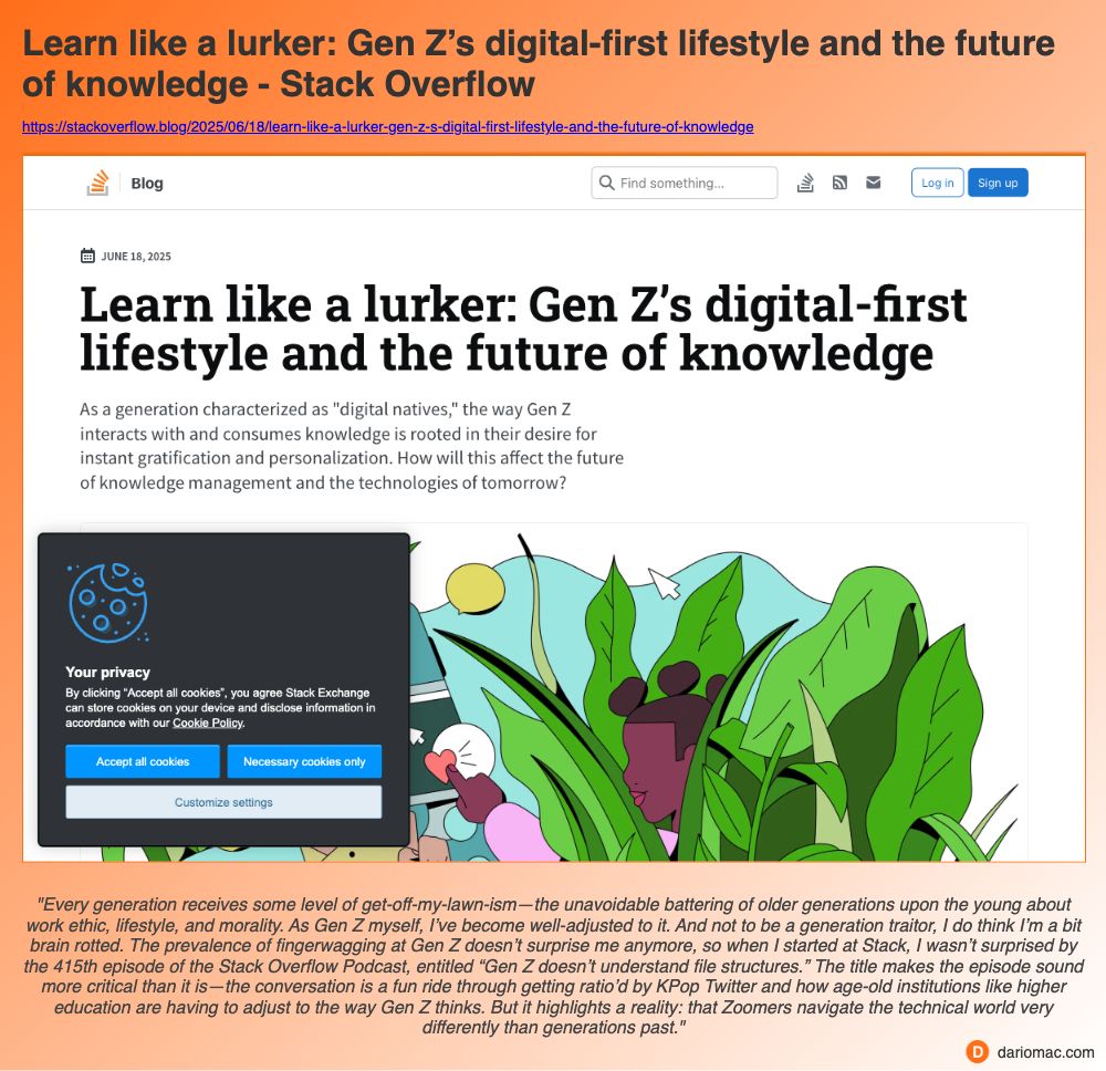 Learn like a lurker: Gen Z’s digital-first lifestyle and the future of knowledge - Stack Overflow page screenshot