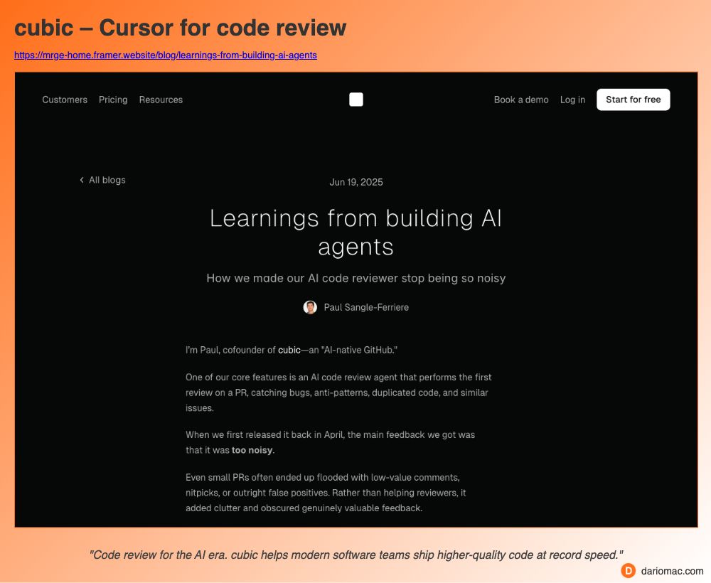 cubic – Cursor for code review page screenshot