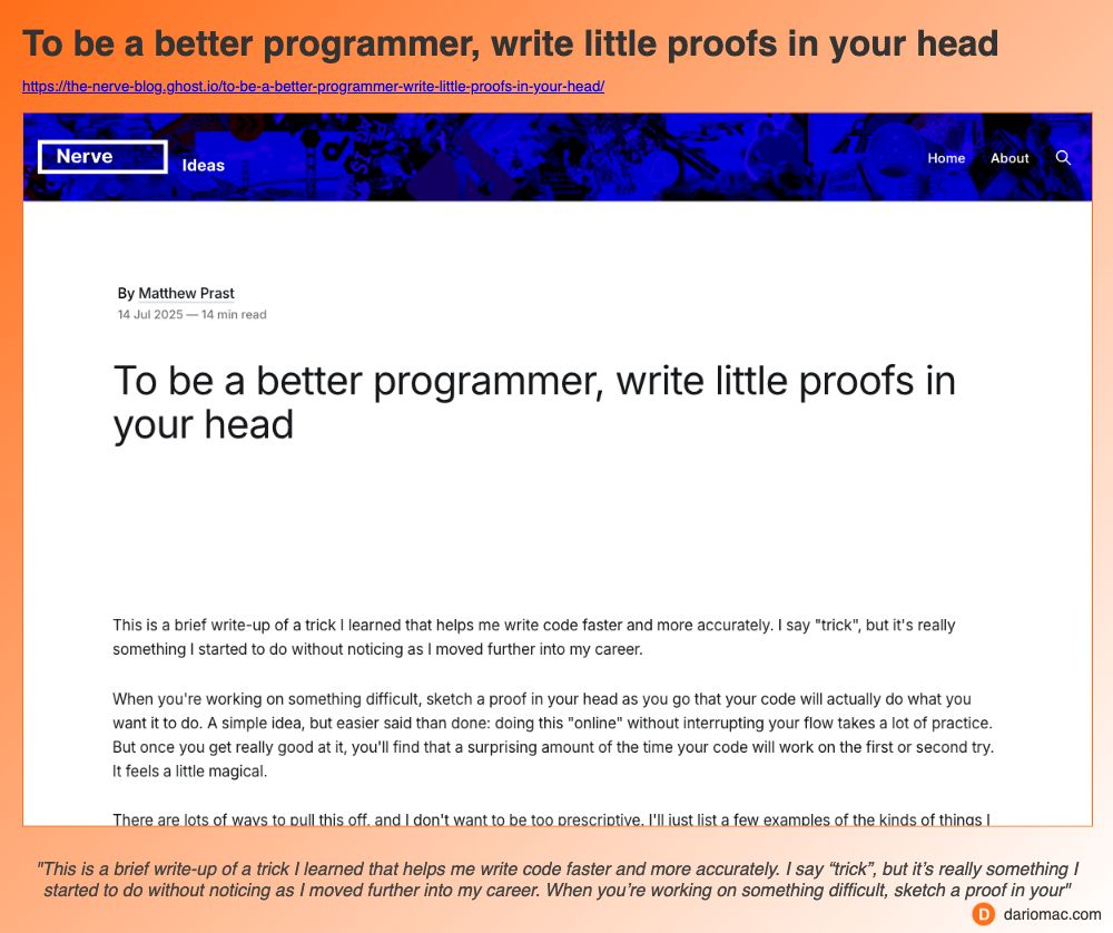 To be a better programmer, write little proofs in your head page screenshot