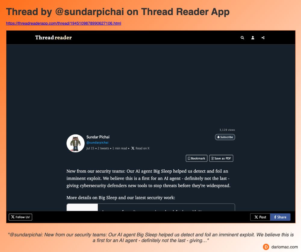 Thread by @sundarpichai on Thread Reader App page screenshot