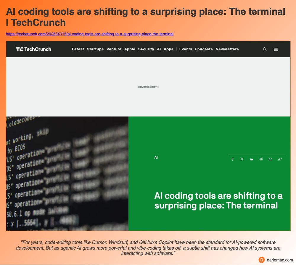 <strong>AI</strong> coding tools are shifting to a surprising place: The terminal | TechCrunch page screenshot