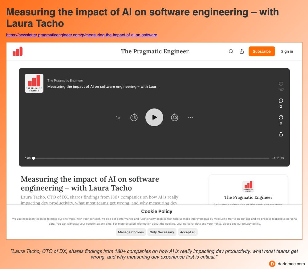 Measuring the impact of <strong>AI</strong> on software engineering – with Laura Tacho page screenshot