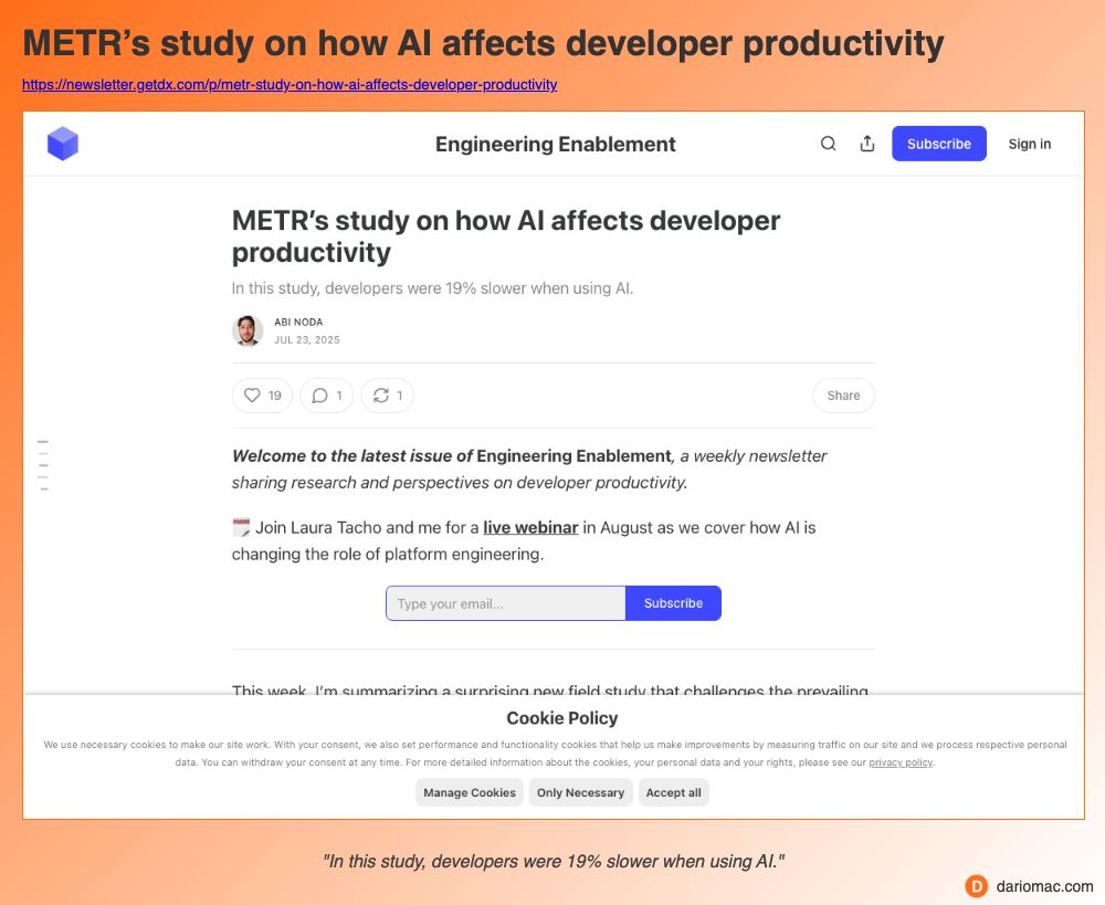 METR’s study on how <strong>AI</strong> affects developer productivity page screenshot