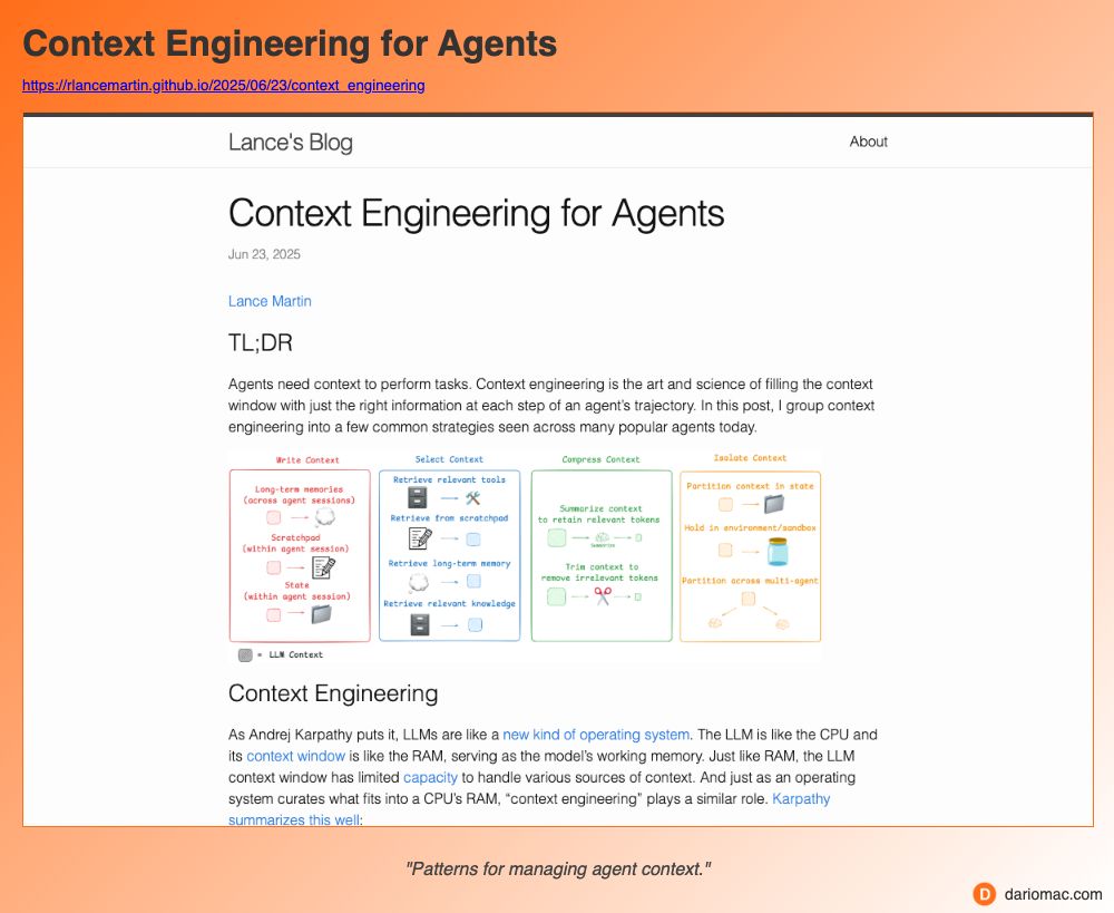 Context Engineering for Agents page screenshot