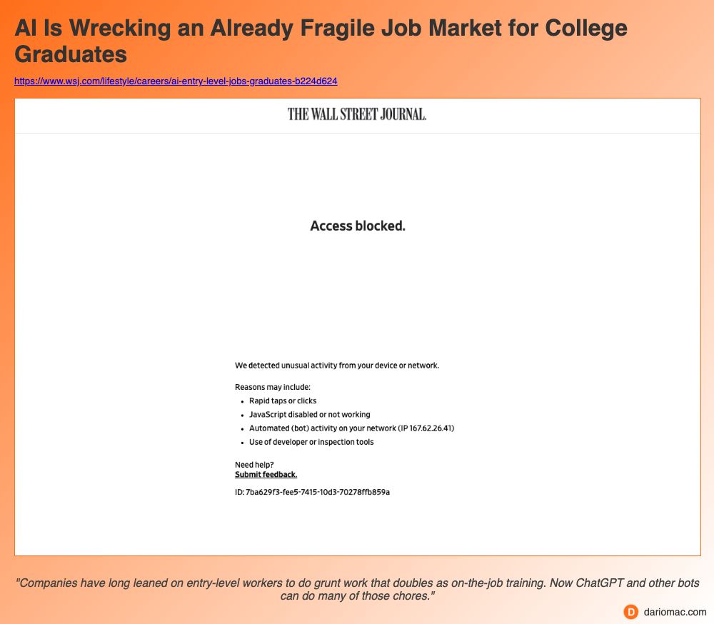<strong>AI</strong> Is Wrecking an Already Fragile Job Market for College Graduates page screenshot
