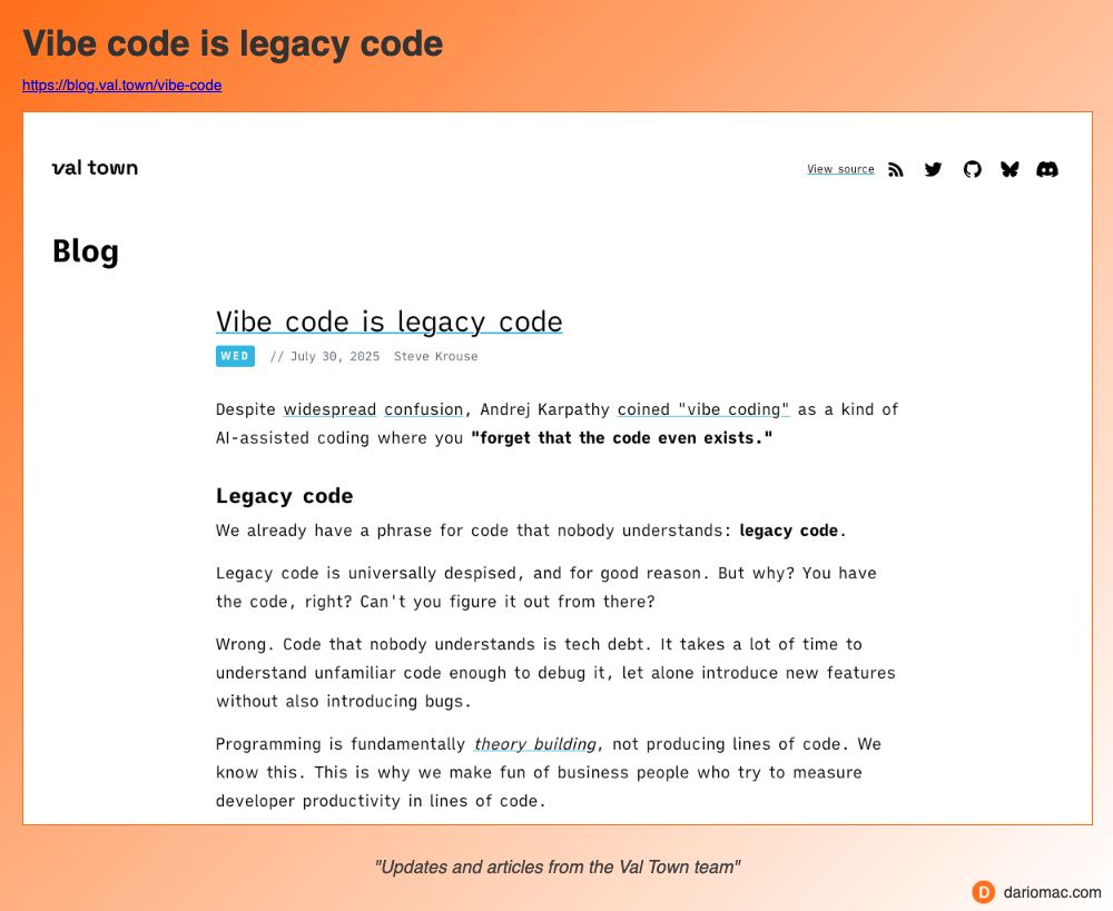 Vibe code is legacy code page screenshot