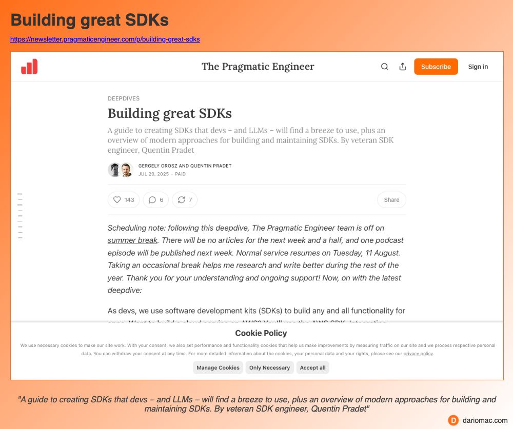 Building great SDKs page screenshot