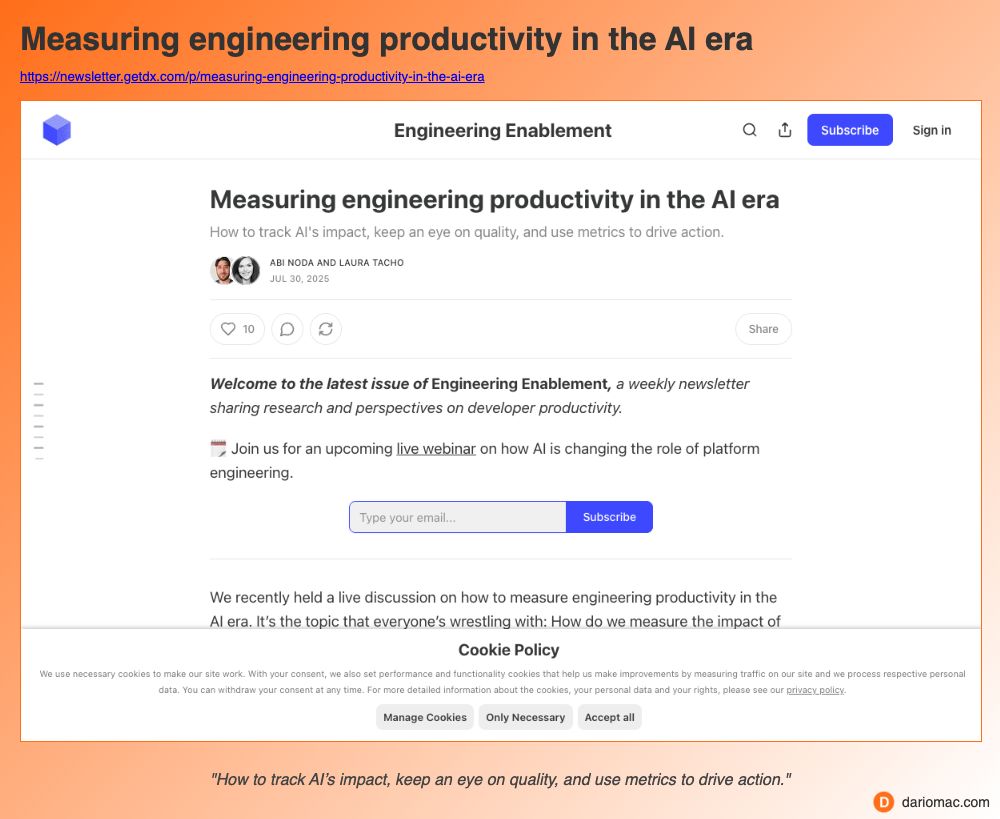 Measuring engineering productivity in the <strong>AI</strong> era page screenshot