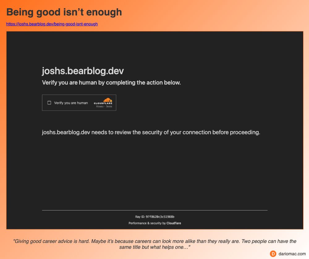 Being good isn’t enough page screenshot