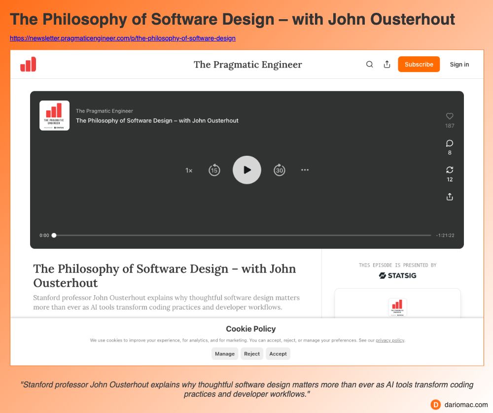 The Philosophy of Software Design – with John Ousterhout page screenshot