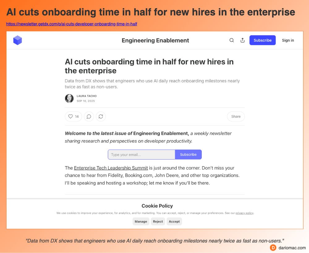 <strong>AI</strong> cuts onboarding time in half for new hires in the enterprise page screenshot