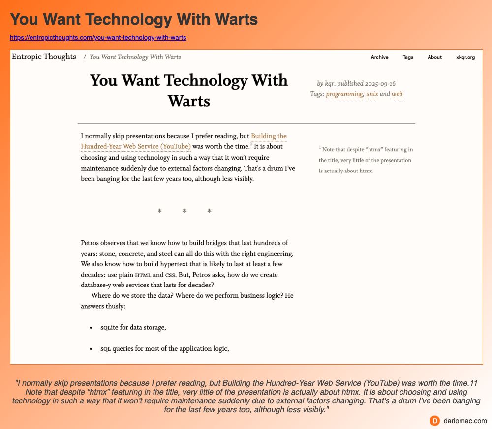 You Want Technology With Warts page screenshot