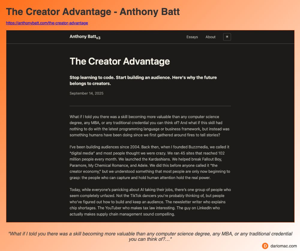 The Creator Advantage - Anthony Batt page screenshot