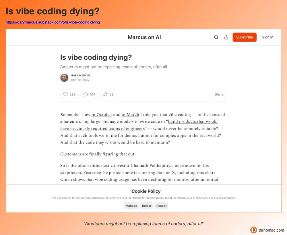 Is vibe coding dying? page screenshot
