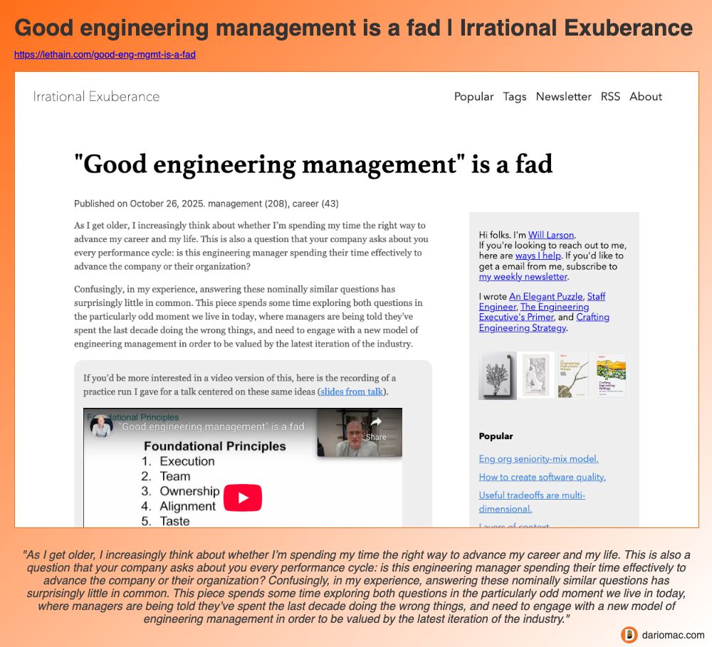 Good engineering management is a fad | Irrational Exuberance page screenshot