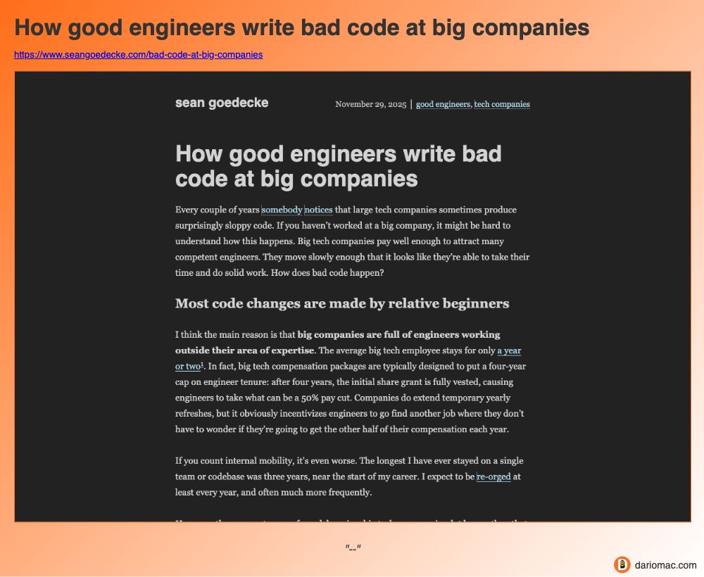 How good engineers write bad code at big companies page screenshot