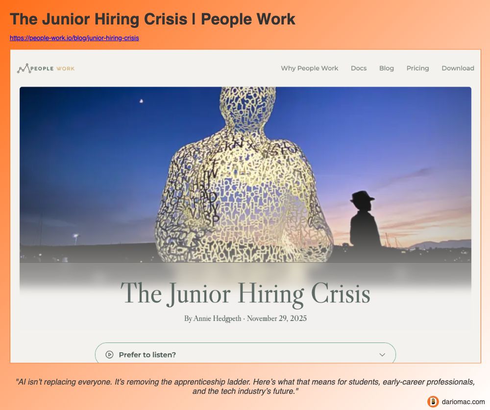 The Junior Hiring Crisis | People Work page screenshot