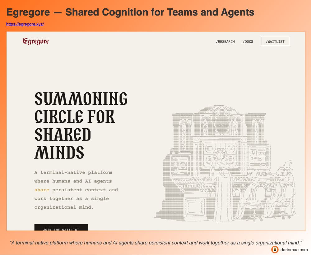 Egregore — Shared Cognition for Teams and Agents page screenshot